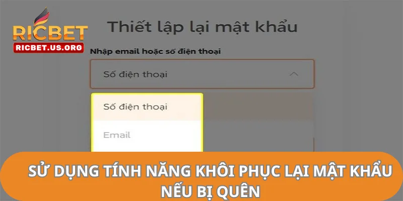 Đăng Nhập RICBET- Truy Cập Nhanh, Cá Cược Thả Ga 3 Sử dụng tính năng khôi phục lại mật khẩu nếu bị quên.